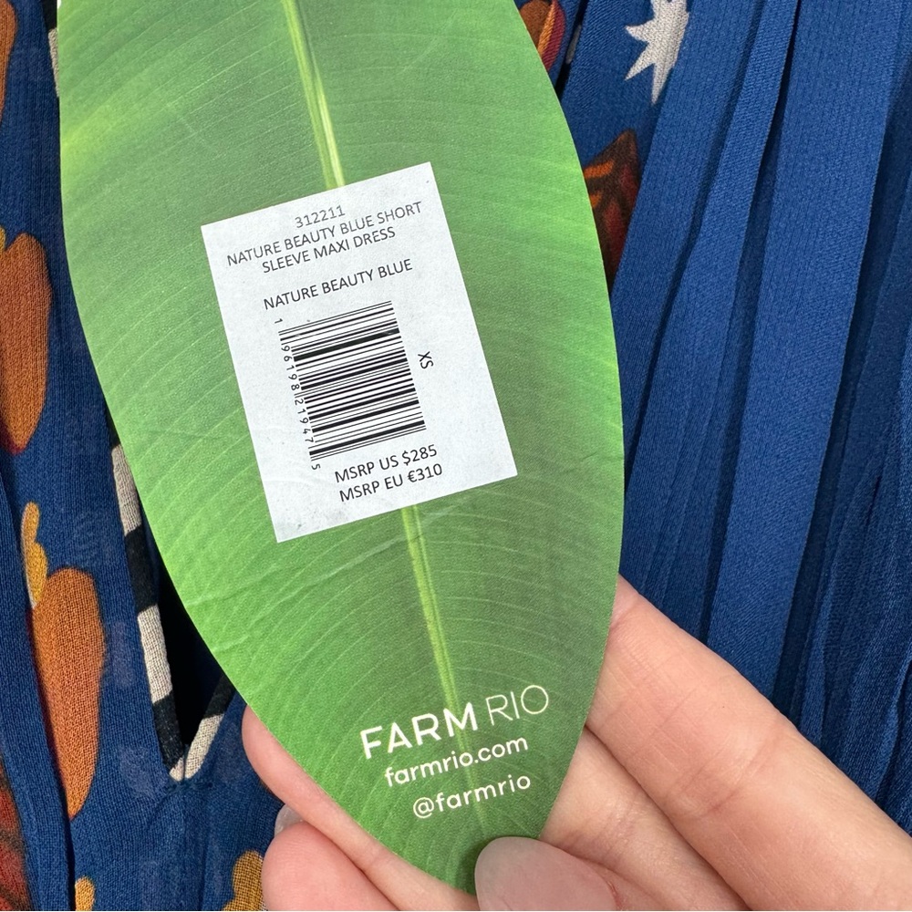 FARM Rio Navy Blue Maxi Dress with Orange & Light Blue Floral Print - Picture 9 of 16